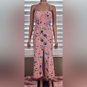 Pink Floral Jumpsuit w/Molded Cups, Sz M- by No Boundaries
